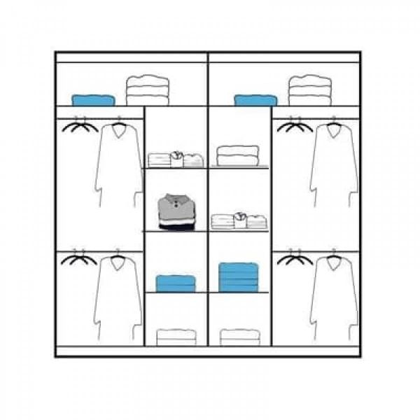 FURCO | Caledonia | Sliding 2 Door Mirror Wardrobe | White | 150/203 cm | Chic & Versatile