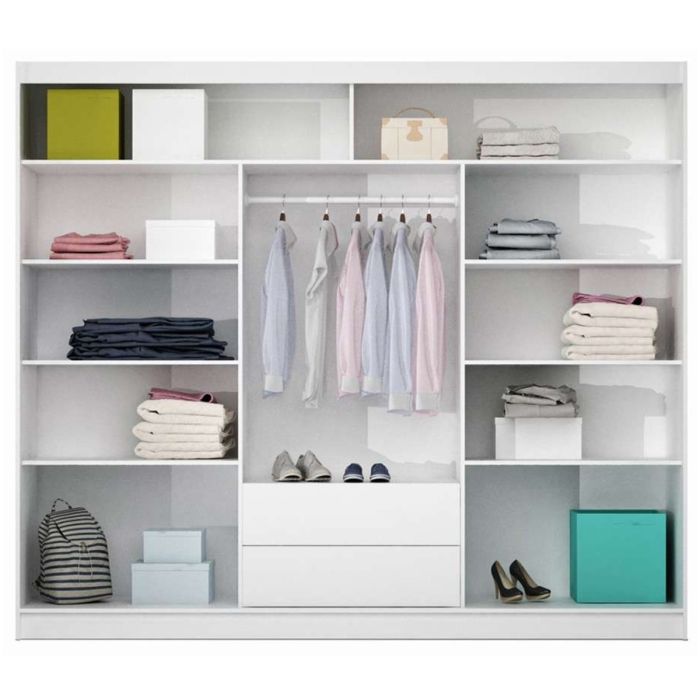 Windsor Oak Canyon & White Mirrored Sliding 3 Door Wardrobe | 250cm | Spacious Modern Design | Furco