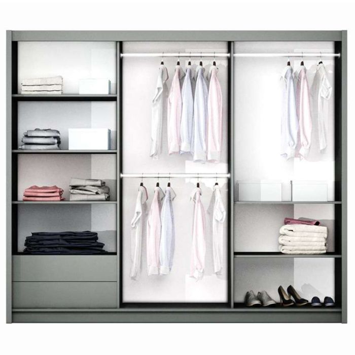 Oldham Sliding 3 Door 250 Wardrobe with Mirror - White