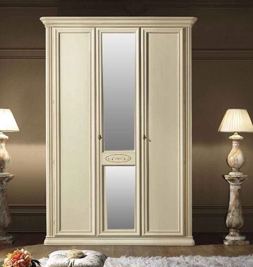 Siena Night Ivory Italian 3 Door Wardrobe with 1 Mirror