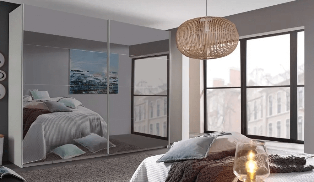 Filo 2 Mirror Door Sliding Wardrobe in Alpine White - W 226cm