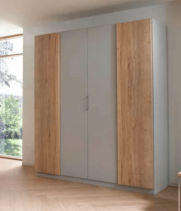 Halifax 4 Door Wardrobe in Alpine White and Oak - W 181cm