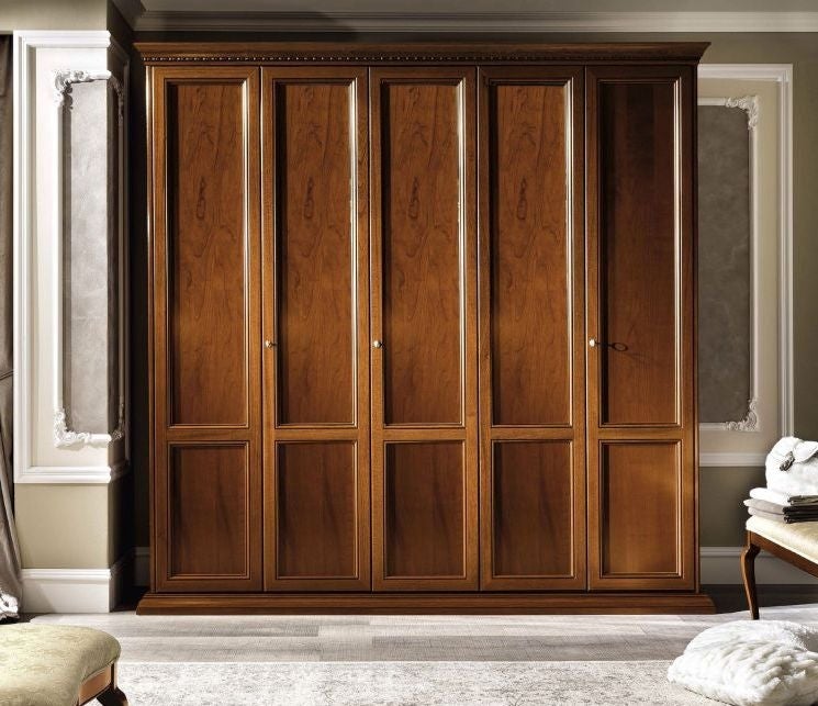 Treviso Night Cherry Wood Italian 5 Door Wardrobe
