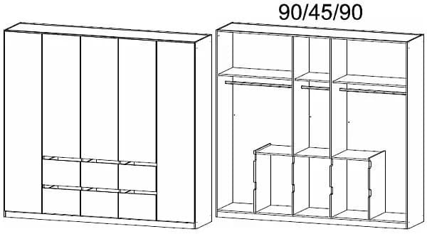 Mainz Alpine White 5 Door 6 Drawer Combi Wardrobe - 226cm
