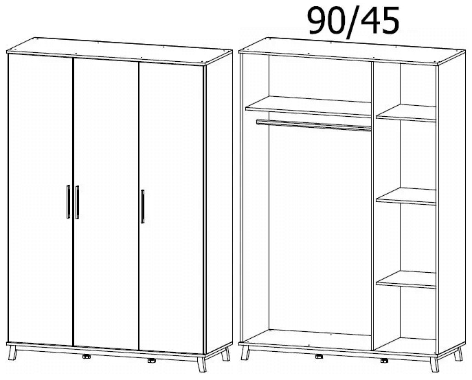 Carlsson Alpine White 3 Door Wardrobe - 136cm