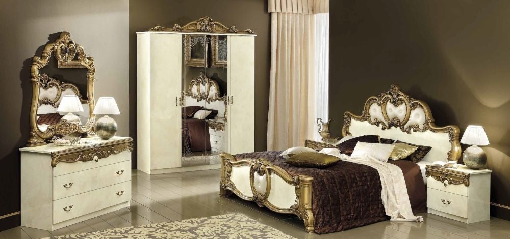 Barocco Ivory and Gold Italian 4 Door Wardrobe