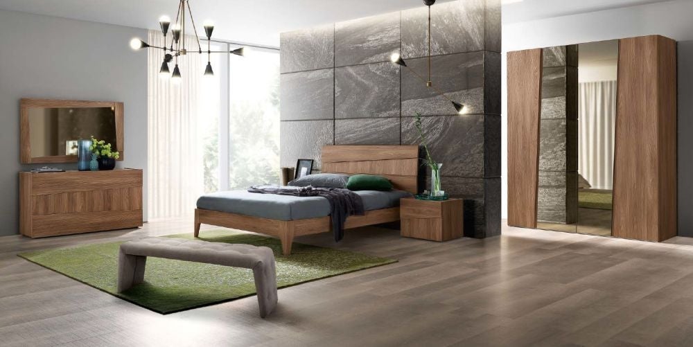 Storm Night Wooden Italian 4 Door Wardrobe with Mirror