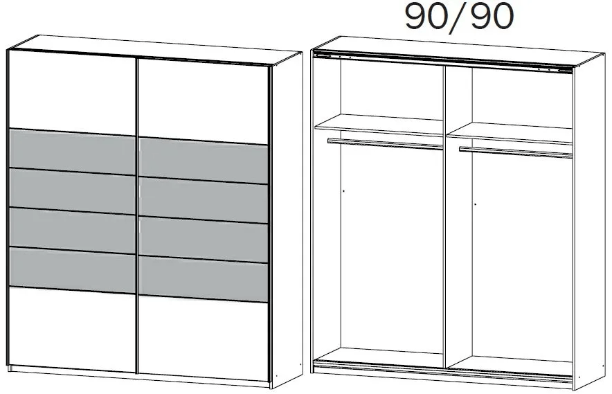 Barcelona 2 Door Sliding Wardrobe in Oak and Lava Grey - W 226cm