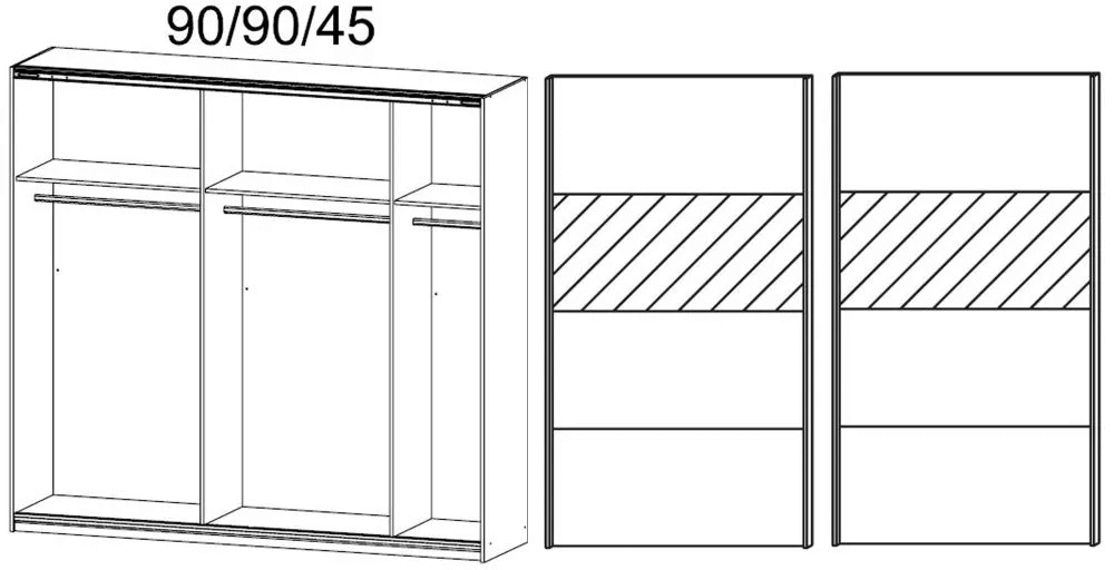 Quadra 2 Door Sliding Wardrobe in Silk Grey and White Glass - W 226cm