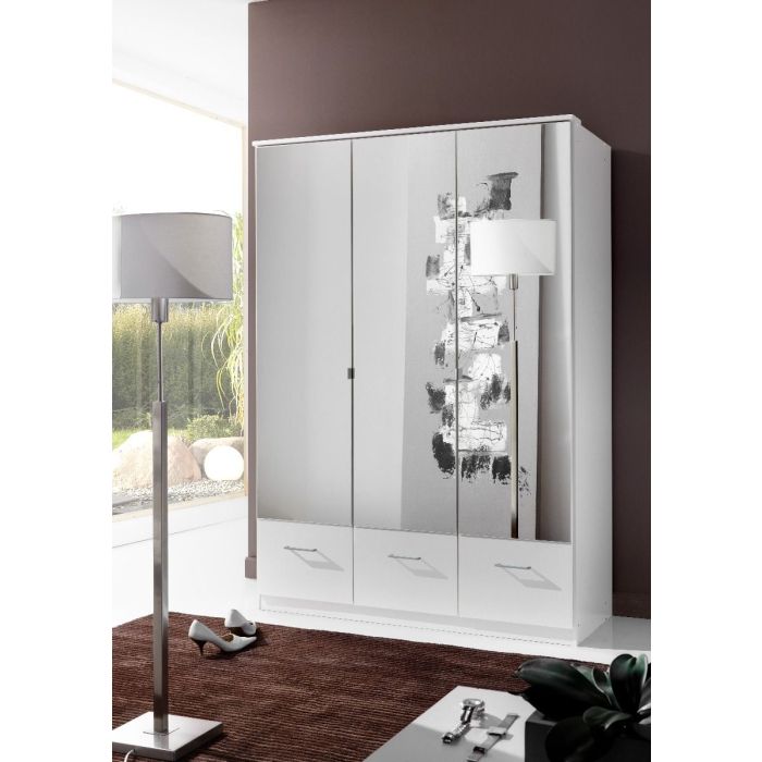 Inagu White 3 Door Mirrored Wardrobe with 3 Drawers | Clean & Practical | Furco