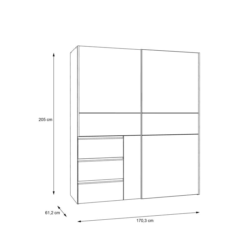 Kavalli 2 Door Mirrored Manufactured Wood Sliding Wardrobe White