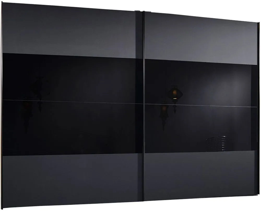 20UP Front 3A 2 Door Black Gloss Sliding Wardrobe - 260cm