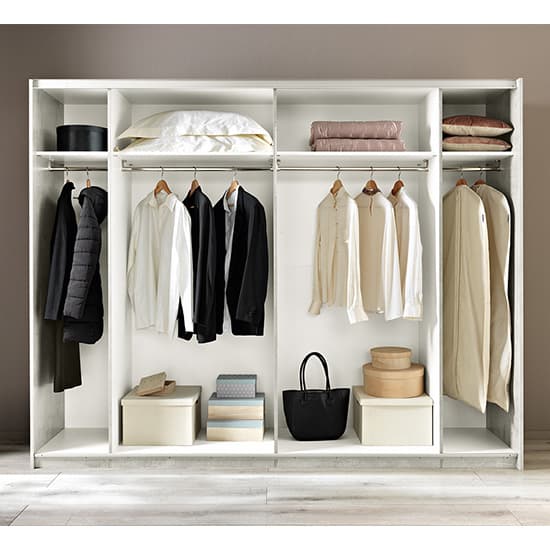 Abby Extra Large Mirrored Sliding 2 Door Wooden Wardrobe In White