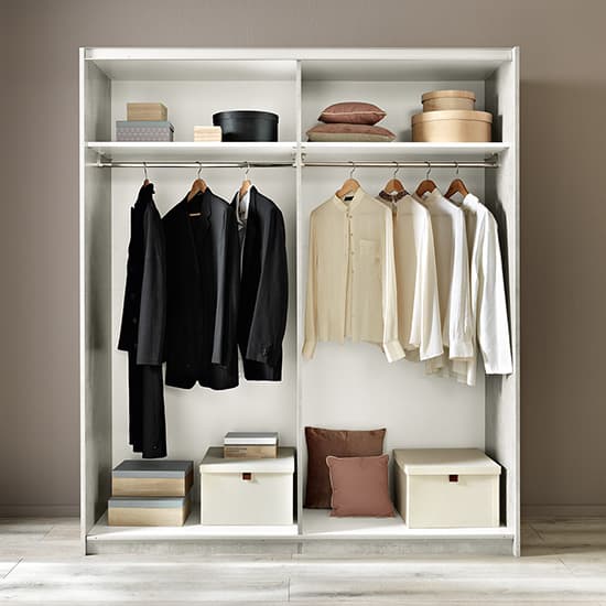 Abby Medium 2 Mirrored Doors Wooden Wardrobe In White