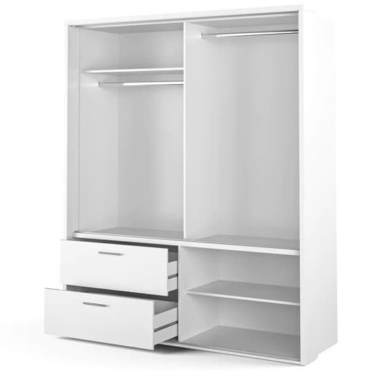 Aliso Wardrobe With Sliding 2 Doors With Drawers In Matt White