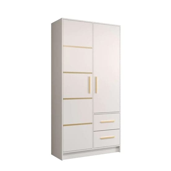 Bastia III 2 Door 2-Drawer Wooden Wardrobe | Classic White | Furco