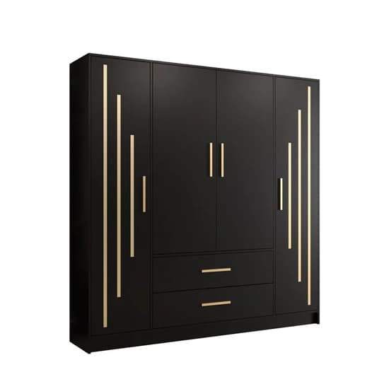 Bastia V 4 Door 2-Drawer Wooden Wardrobe in Black | Spacious & Stylish | Furco