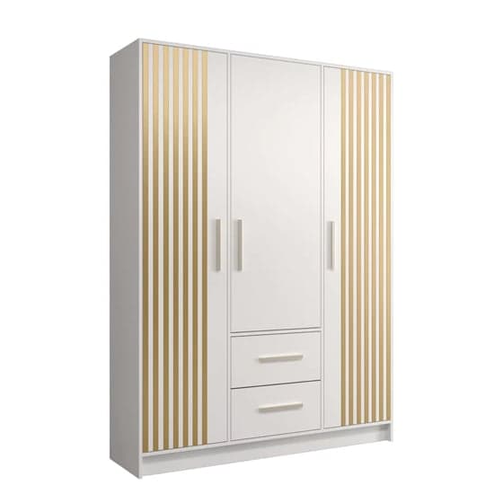 Bastia VII Wooden Wardrobe With 3 Doors 2 Drawers In White