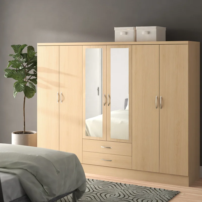 Noir Wooden 6 Doors 2 Drawers Wardrobe In Sonoma Oak