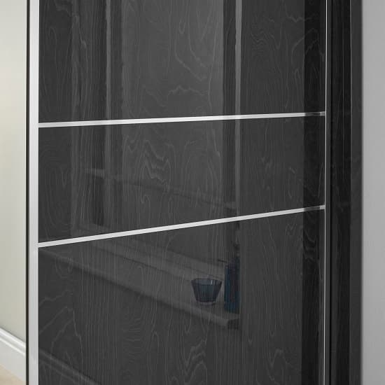 Devito Wooden Sliding 2 Door Wardrobe In Grey Gloss Grain Effect