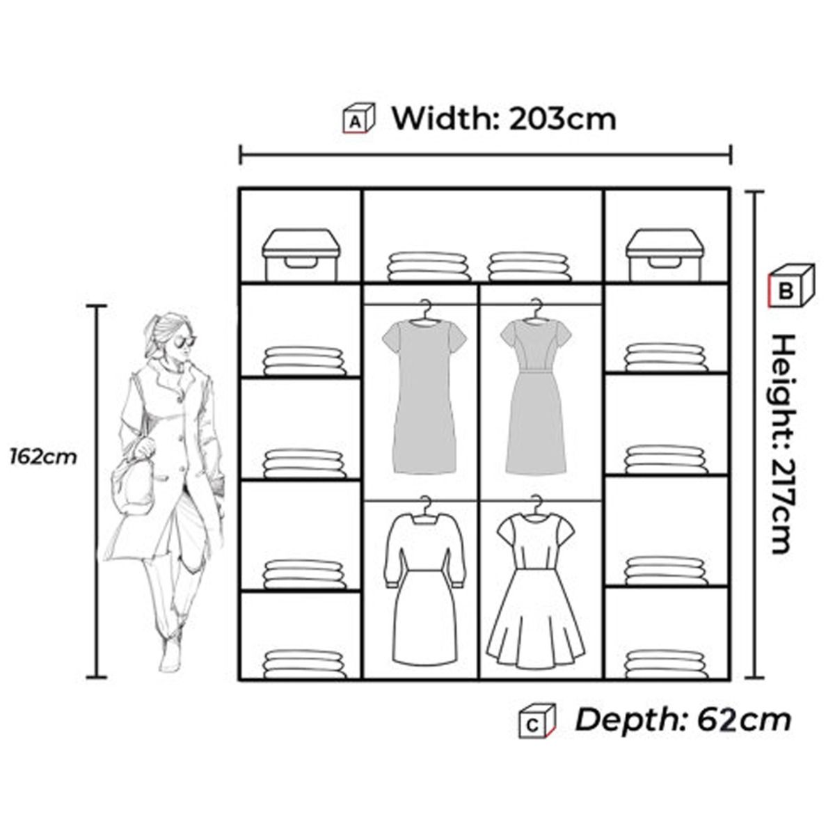Hackney Sliding 2 Door Wardrobe Set with Chest of Drawers and Bedside - White