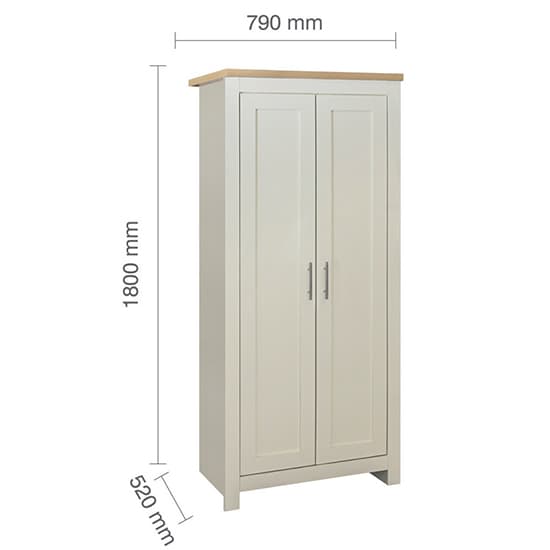 Highgate Wooden Wardrobe With 2 Doors In Cream And Oak