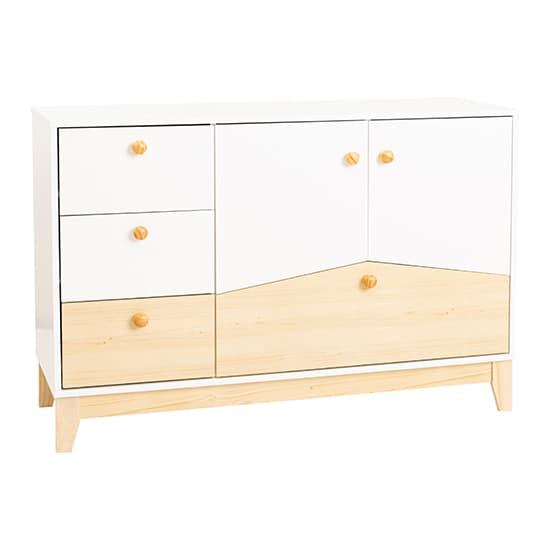 Kiro Wooden Bedroom Furniture Set In White And Pine Effect With Wardrobe