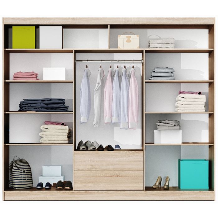 Louane 3 Door Sliding 250cm Wardrobe with Mirror - White