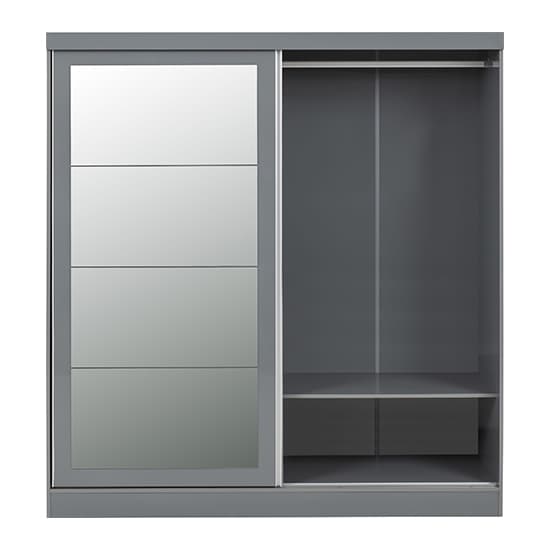 Mack Mirrored High Gloss Sliding Wardrobe With 2 Doors In Grey