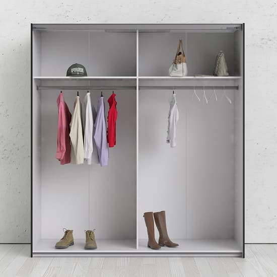 Opim Wooden Sliding 2 Doors Wardrobe In Black Oak With 2 Shelves