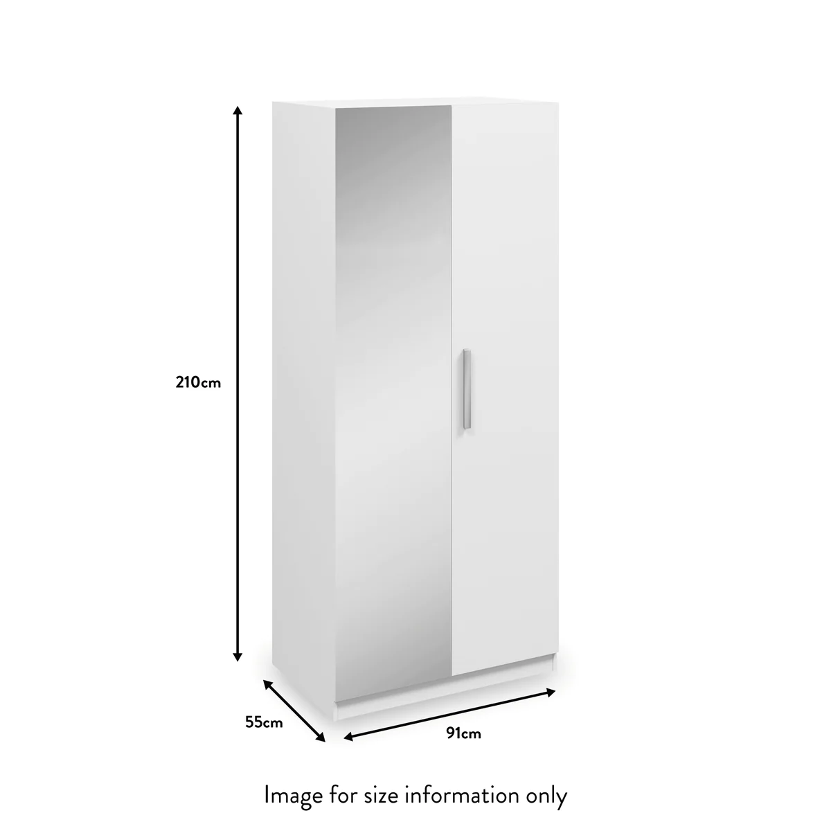 Meribel White 2 Door Mirrored Wardrobe