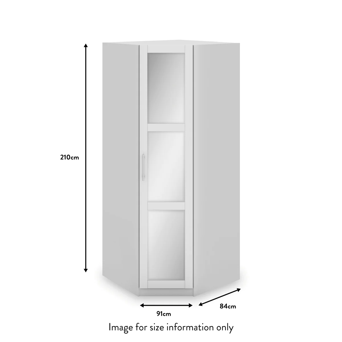 Bithlo White Corner Mirrored Wardrobe