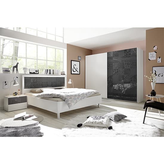 Soxa Italian Sliding 2 Door Wooden Wardrobe In Serigraphed Grey