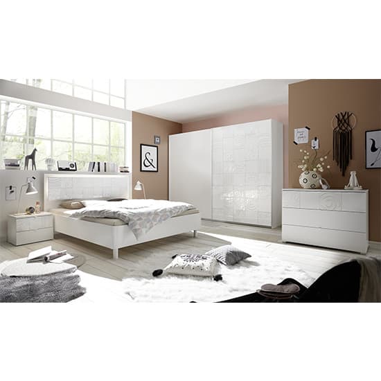 Soxa Italian Sliding 2 Door Wooden Wardrobe In Serigraphed White