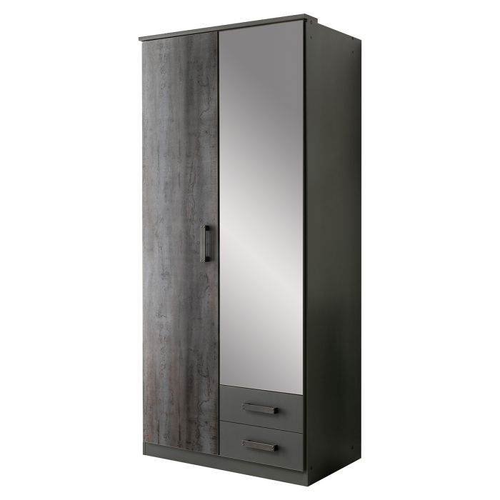 Darwin 2 Door 2 Drawer Wardrobe in Grey | Streamlined Storage | Furco