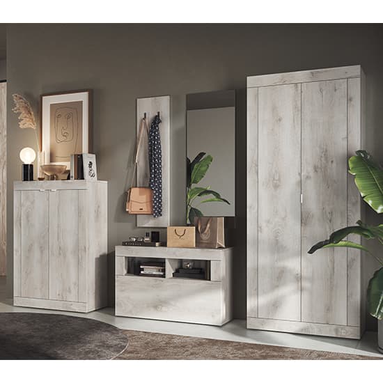 Taylor Italian Wooden Wardrobe With 2 Doors In White Oak Pinie
