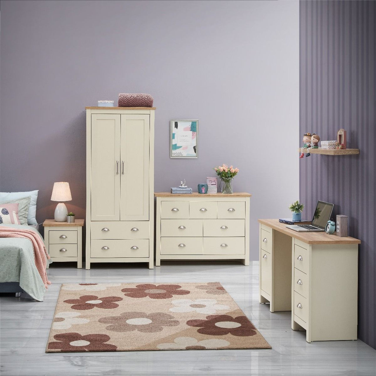 Lisbon Cream 2 Door 2 Drawer Wardrobe