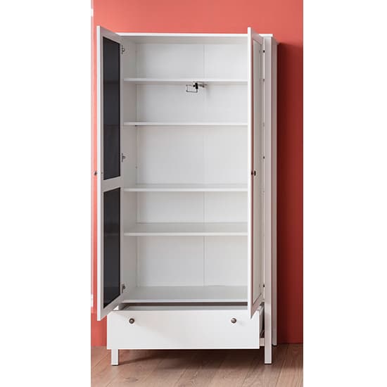 Valdo Mirrored 2 Doors Wooden Wardrobe In White