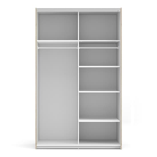Vrok Wooden Sliding Doors Wardrobe In Oak White With 5 Shelves