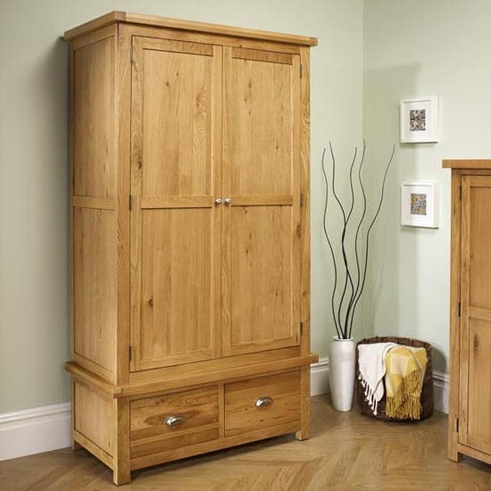 Woburn Wooden Wardrobe In Oak With 2 Doors And 2 Drawers
