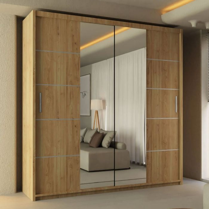 Lisbane Oak Sliding Door Wardrobe - 150cm,180cm and 203cm