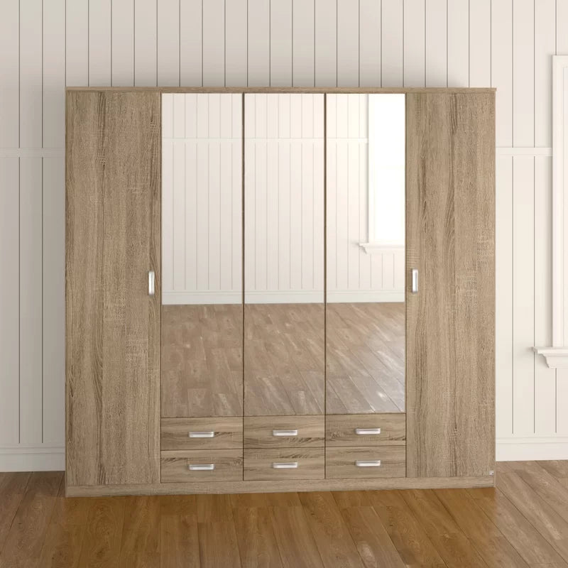 Gandra 5 Door Hinged Wardrobe With Mirror