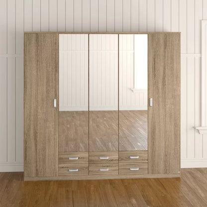 Gandra 5 Door Hinged Wardrobe With Mirror