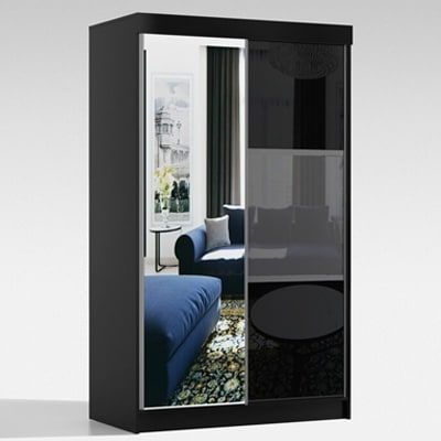 FURCO | Manhattan High Gloss Wardrobe | 2 Door Sliding Design | Sleek Black | Modern & Sophisticated Storage