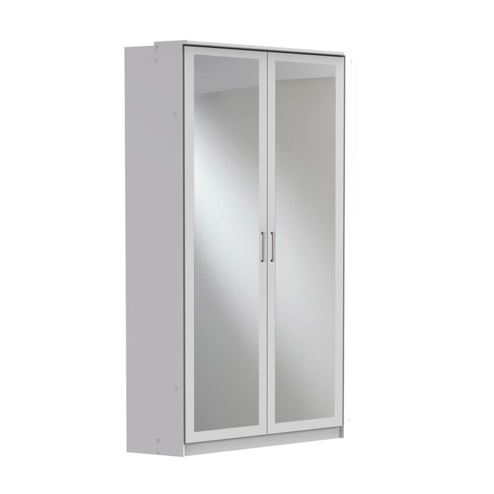 Cadiz White 2 Door Mirrored Corner Wardrobe | Elegant & Functional | Furco