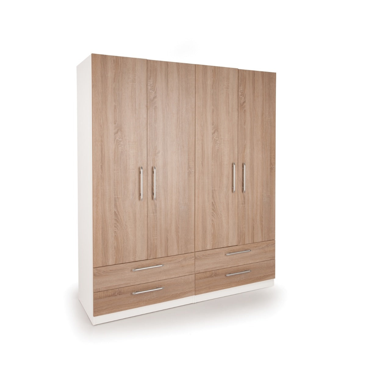 Ashburton 4 Door 4 Drawer Wardrobe - Oak with White Trim