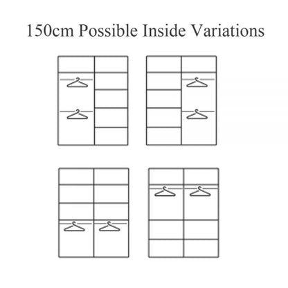 FURCO | Zaria 2 Door Sliding Wardrobe | 150/203 cm | Classic Grey | Versatile & Stylish Storage