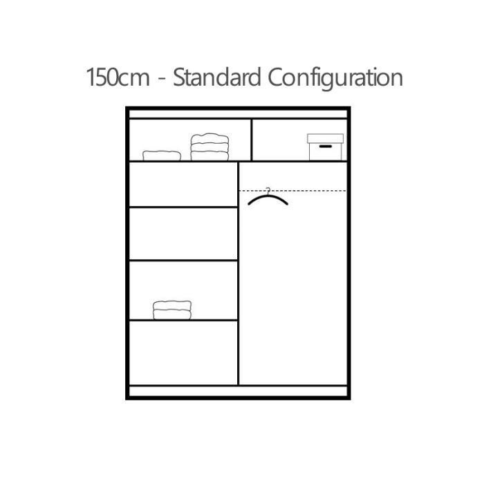 Avant Sliding 2 Door Wardrobe - 120cm and Other Sizes - Grey