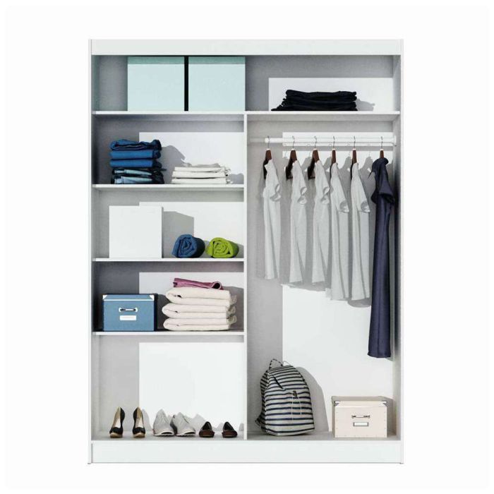 Full Mirrored White Sliding 2 Door Wardrobe - 4 Sizes