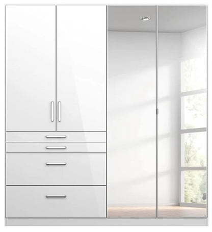 Homburg 4 Door 2 Mirror Combi Wardrobe in White - 181cm